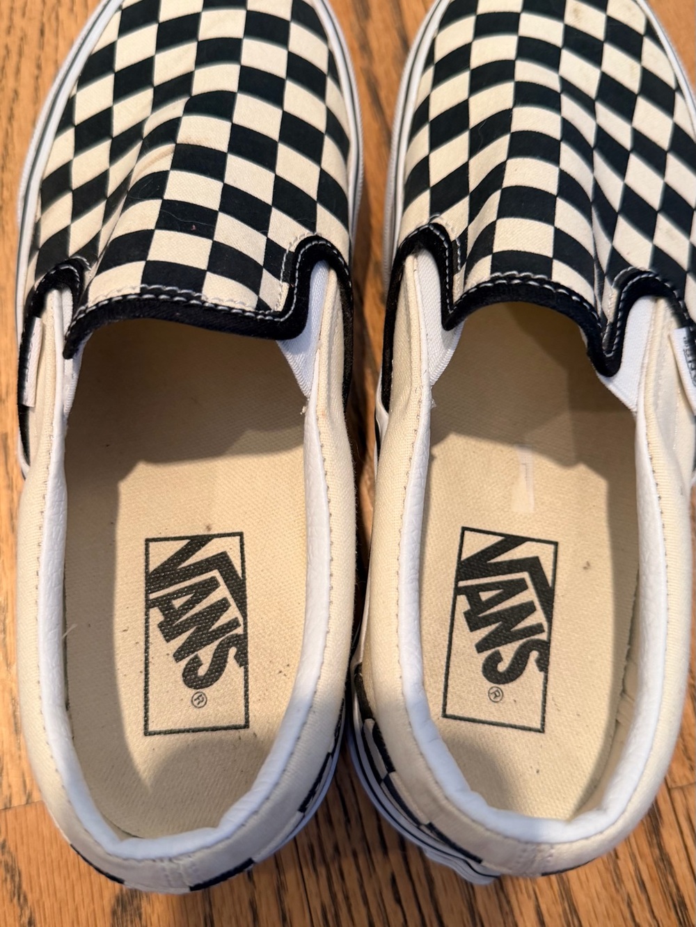 Vans' Classic Slip-On Checkerboard Sneakers - Black/White - Picture 9 of 14